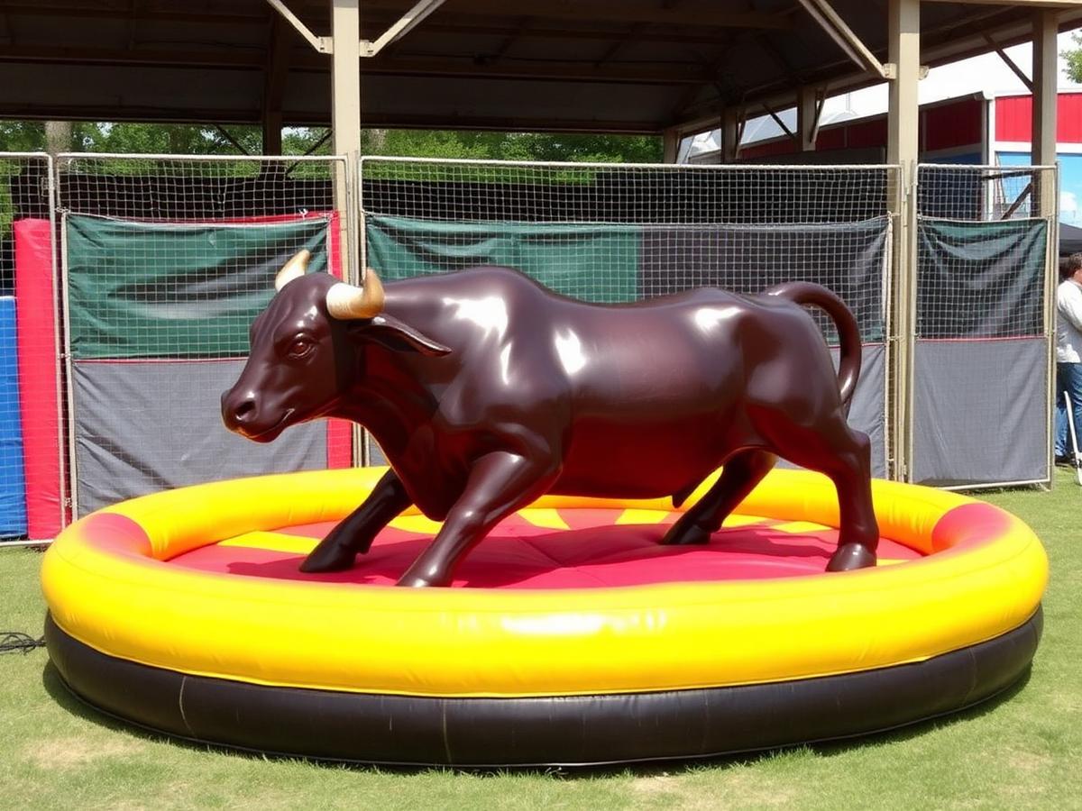 Mechanical bull attraction with inflatable padding