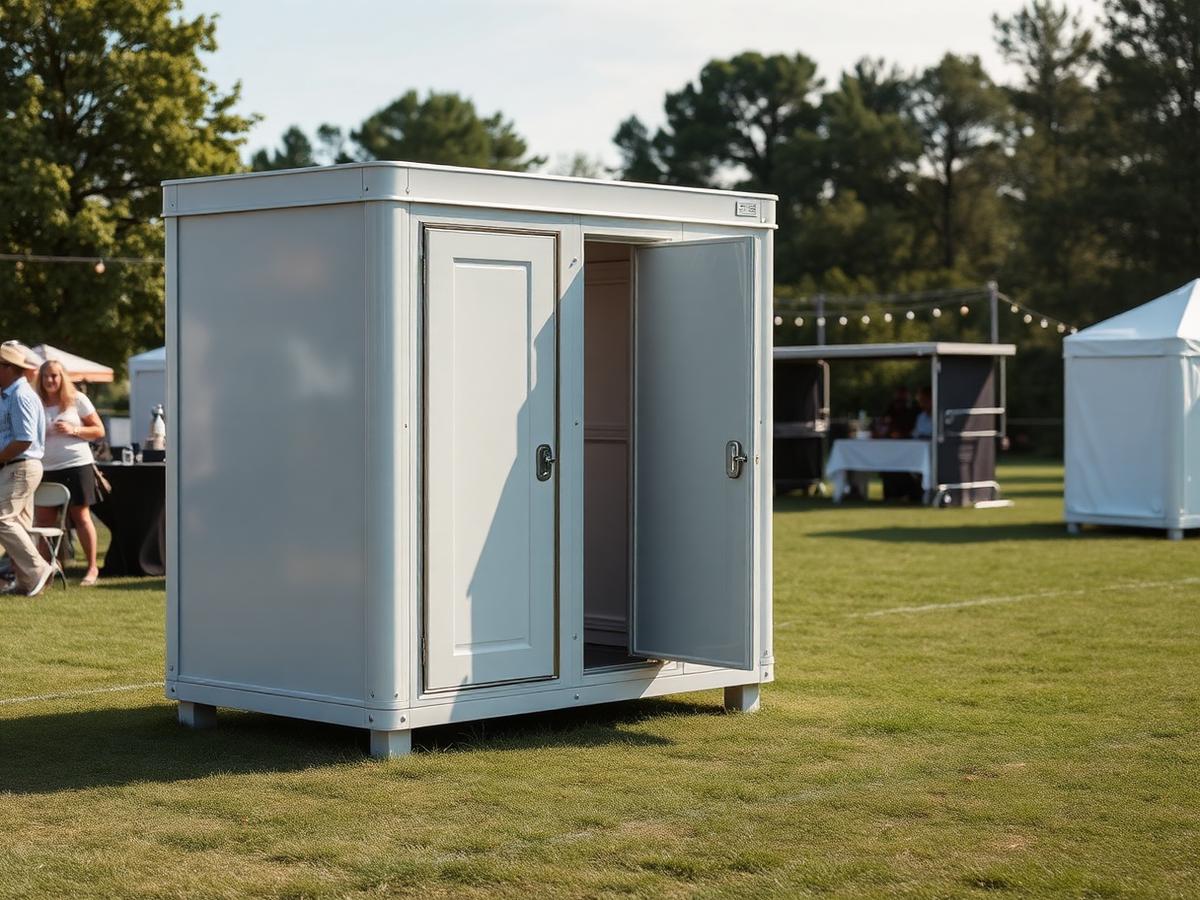 Portable restroom unit at an outdoor event
